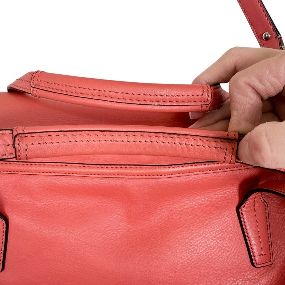 Coach Taylor Leather Marin Flap Satchel Coral Pink F26781 - Picture 9 of 16